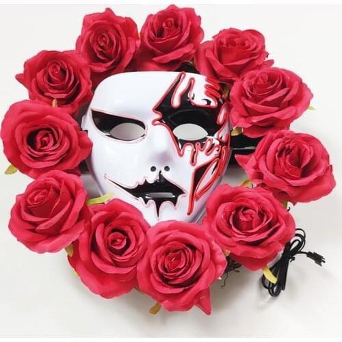 Halloween Wreath Artificial Flower with Skull Mask Wreath Festival Halloween Door Hanging Garland for Door Wall Window Decor