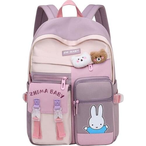 Kawaii Girl Backpack Women Waterproof School Bag Fashion College Student Nylon Bagpack New Cute 6-12 Years Old Cartoon Bookbag