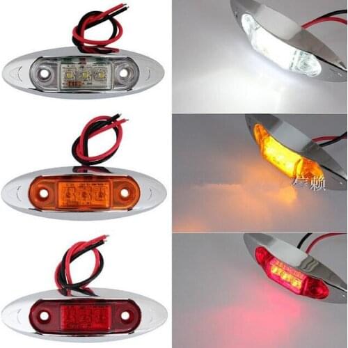 AMBER Yellow White Red Waterproof Side Marker Lights Clearance Lamp Trailer Truck Bus Car 3 LED 10-30V