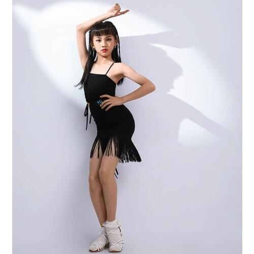 Girls Latin Dance Fringe Skirt Kids Ballroom Dance Competition Dress Professional Rumba Tango Samba Practice Clothing DWY5503