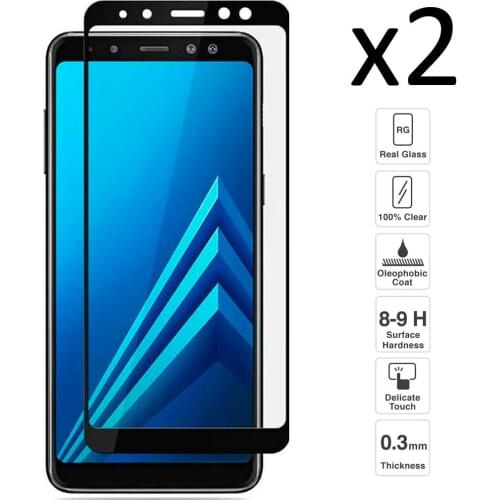 Samsung Galaxy A8 2018, Set 2 pieces tempered glass screen protector anti-scratch ultra thin easy to install