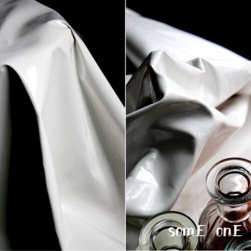 Mirror PU Patent Leather Milky white Waterproof DIY Patches Cosplay Decor Props Bags Coat Dress Fashion Designer Leather Fabric
