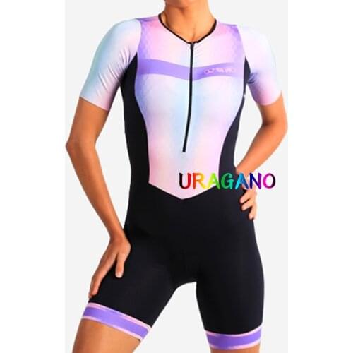 URAGANO Womens Professional Jumpsuit Short Sleeved Cycling Clothing Dungarees Summer Clothes Tumblr Set Cyclist Outfit With Gel