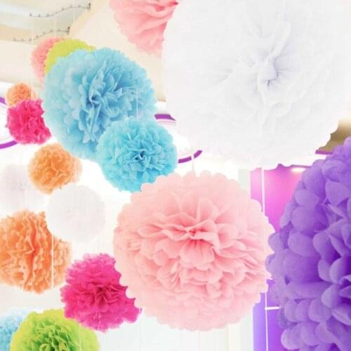 1pc Party decoration Hanging Paper Ball Pom Pom Flower 10cm/15cm/20cm/25cm/30cm/35cm for Home Garden birthday wedding decor