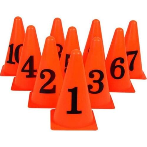 10 Pcs 9 Inch Football Training Cones Sport Training Agility Marker Cone with Numbers for Soccer Indoor Outdoor Activity