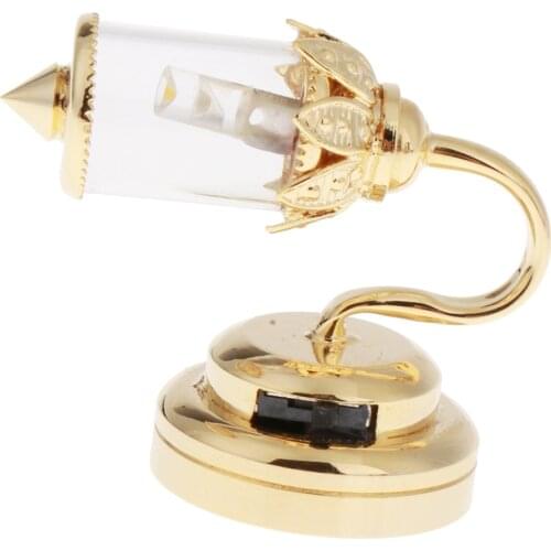 2pcs 1/12 Dollhouse Miniature Clear Lampshade LED Wall Lamp DIY Kit Outdoor Accs