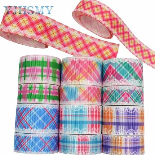 38/25mm,Grosgrain Ribbons 5Yards Geometric Stripes Thermal Transfer Printed Bow Cap Accessories And Decorations L-201022-1233