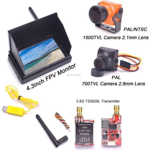 4.3inch 48CH LCD 480 x 272 Wireless Receiver Monitor built-in battery TS5828L 600mW 700TVL / 1500TVL Camera For FPV Drone