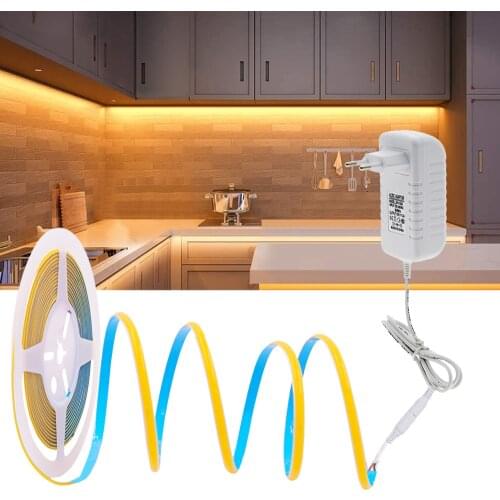 5M COB LED Strip Light 5mm 12V 24V Soft FOB Strip Rope Light 384LEDs High Density Flexible LED Ribbon Tape RA90 3000K 4000K 6000
