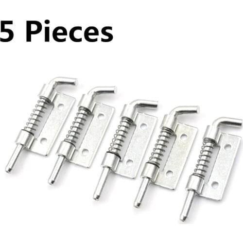 5pcs Spring Loaded Metal Security Barrel Bolt Latch Silver Tone Spring Latches Door Cabinet Hinges Hardware 5.3 X 1.7cm