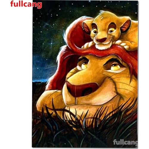 5D Diamond Mosaic Lion Leader and Lion Cub Diamond Painting Full drill picture of rhinestone embroidery cross stitch King JX2098
