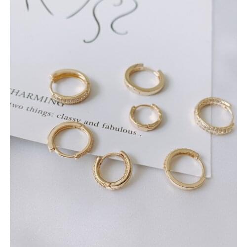 DIY accessories wholesale copper plated 18K gold inlaid zircon geometric round earrings earrings earrings earrings