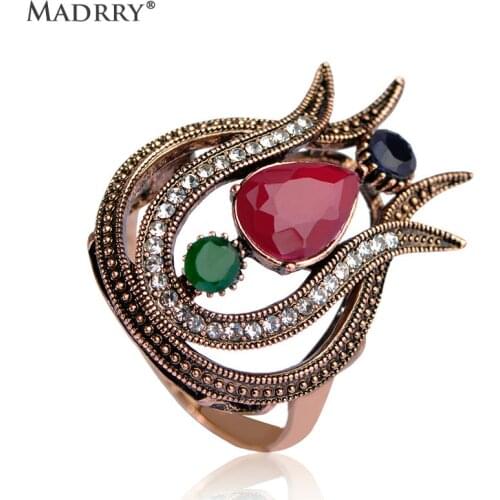 Free Shipping Vintage Tulip Rings Fashion Turkish Resin Aneis joias ouro Anel senhor dos aneis Women Finger Ring Christmas