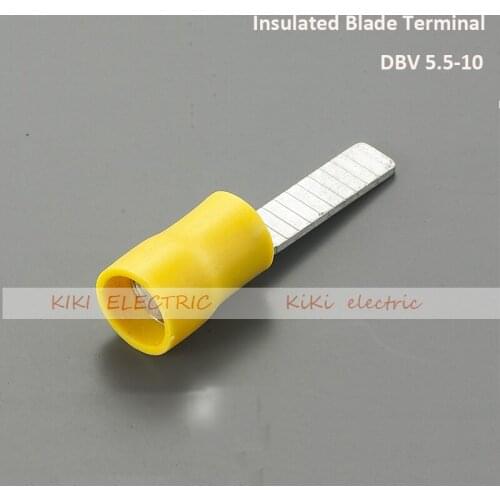 DBV5.5-10 Insulated Blade Terminal / cold terminal for 4-6mm2 cable 500pcs/bag Electric Wire Connectors Ends