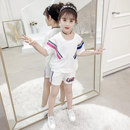 Kids Girls Summer Clothes 2019 Baby Girl Short Sleeve T-Shirt+Pant 2pcs Sport Set Childrens School Costume Suits 6 8 10 12 Year