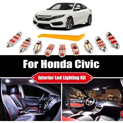 For Honda Civic EG EK 3D 4D 5D 10th Sedan Coupe Hatch 1992-2020 Canbus White LED Interior Light Reading Bulbs Map Dome Kit
