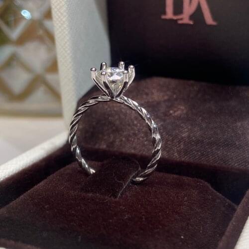 EF Round 18K White Gold Plated 925 Silver Moissanite Ring For Women Diamond Test Passed Woman Girl Gift