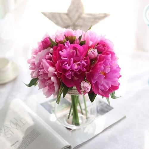 Factory Silk Peony Bouquet Artificial Plants Simulation Flower Wall Home Decor Wedding Holding Fake Bride Peony Bouquet Flower