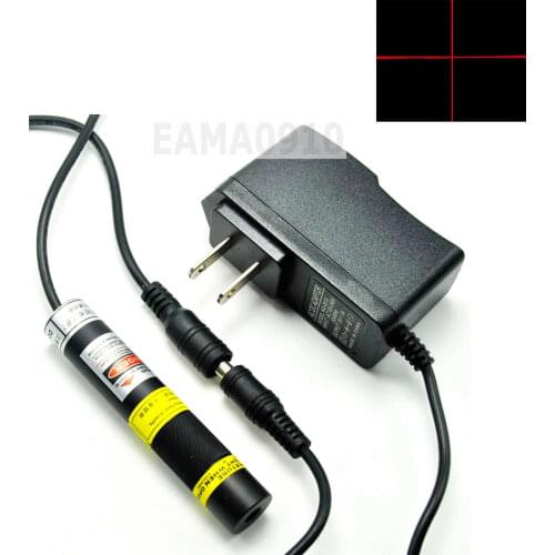 Focusable 648nm 650nm 100mW Red Laser Cross Module Diode 16x68mm w/5V 1A Adapter