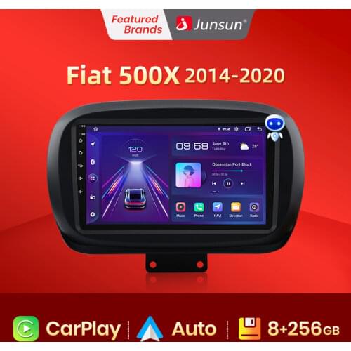 Junsun V1 Android 10.0 DSP CarPlay Car Radio Multimedia Video Player Auto Stereo GPS For Fiat 500X 2014 - 2020 2 din dvd