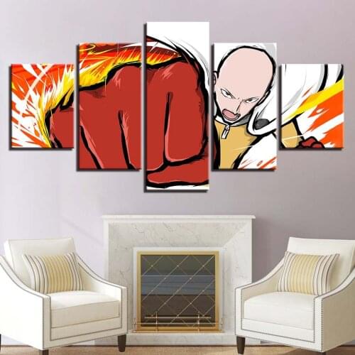 Cartoon Red huge Fist poster 5pcs Modern Home Wall Decor Canvas Picture Art HD Print Painting On Canvas for Living Room