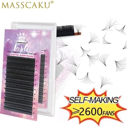 MASSCAKU Easy Fanning Lashes Faux Mink False Eyelash Extension for Professional Eye Lash Building Blooming 2d/4d/6d/20d Lashes