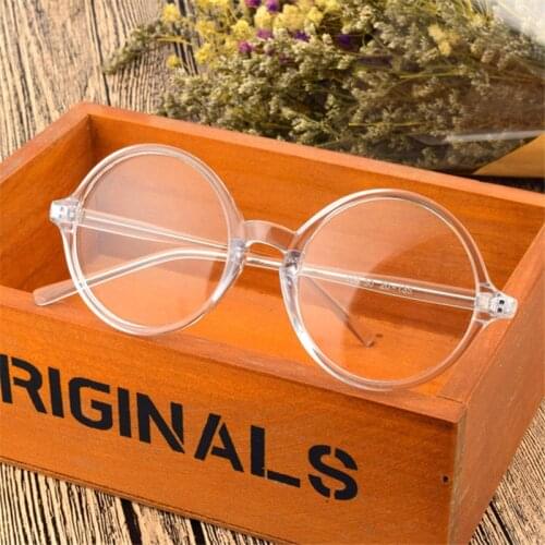 Fashion Round Plain Glasses Vintage Clear Lens Eyewear Women Men Retro Myopia Optical Glasses Frame Transparent