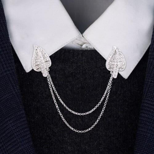 Collar Brooch Mens Rhinestone Tie Clips & Cufflink Suit Shirt Clamp Folder Symmetrical Personality Party Jewelry For Male BP112