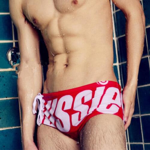 DM Mens Swimming Trunks Sexy Swim Briefs 2020 Gay Mens Swimwear Aussie Letter Swimsuit Beach Bathing Suit Shorts Sunga zwembroek