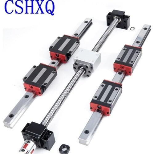 SFU1610 Ball Screw Set L1300mm + Linear Rails HGR20 Square Guide 2 PCS+HGH20CA /HGW20CC Carriages Blocks 4PCS for CNC Machine