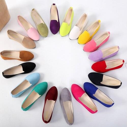 2021 Spring and Autumn Womens Single Shoes Flat Shoes New Candy Color Women Pregnant Shoes 43 Large Size with Casual Shoes