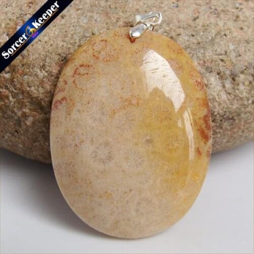 New Trendy Men Bijoux Jewelry Natural Coral Fossil Stone Chrysanthemum Pendant Beads Fit Necklace Gift Leather Choker HS733