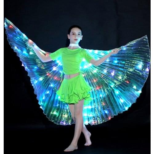 The new LED belly dance wings lamp costume wings constantly changing fluorescent butterfly wings dance wings props