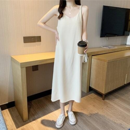 Sexy Womens Dress Chiffon Sleeveless V-Neck Sling Long Dresses 2021 Loose Maxi Party Dress for Women