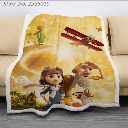 Throw blanket The Little Prince 3D Velvet Plush Blanket Bedspread For Kids Girls Sherpa Blanket Couch Quilt Cover Travel 04