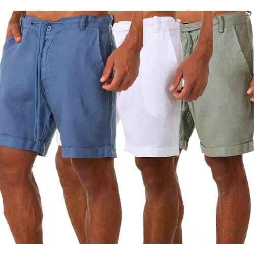 Beach Japanese Fashion Shorts Mens Summer Linen Casual Single Pants Pure Color Lace-up Quick-drying Shorts