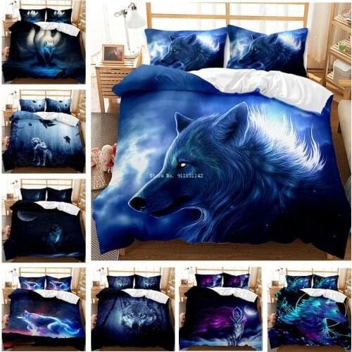 Moon Night Wolf Animal Pattern Bedding Cover Comfortable Soft Quilt Cover Pillowcase Adult Children Bedroom Decoration Bedding