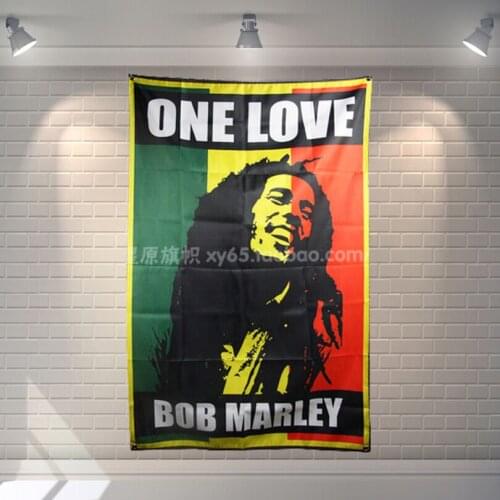 "ONE LOVE BOB MARLEY" Heavy metals Poster Scrolls Bar Cafes Restaurant Home Decor Banners Hanging Art Waterproof Cloth Decor