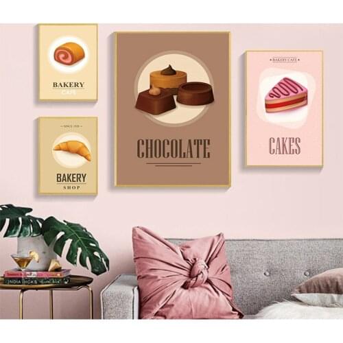 Cake Foods Posters Kitchen Room Wall Art Print Picture Nordic Nursery Baby Room Decor Canvas Painting Watercolor Macaron Candy