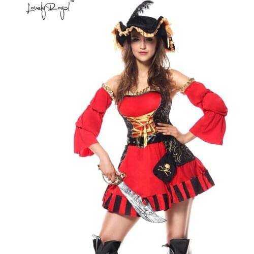 LoveyRoyal Sexy cosplay Pirate Deluxe Dress Deguisement Adultes Cosplay Burlesque Spanish Pirate Costume Halloween Costumes