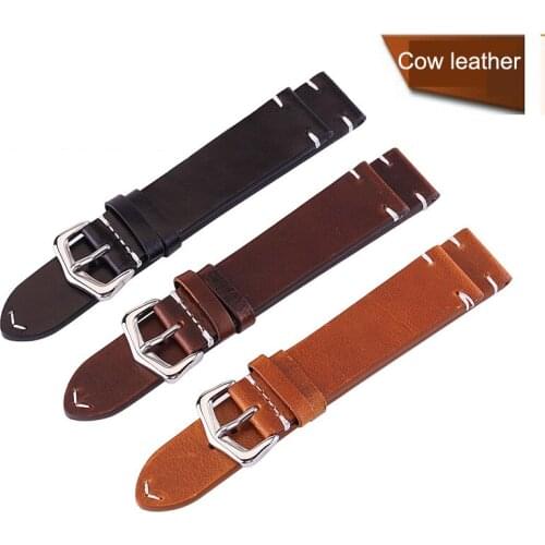 Watch Accessories Watch Strap 20mm 22mm 24mm Vintage Cow Leather Watch Band men oil Leather Strap For Panerai Fossil Watchband