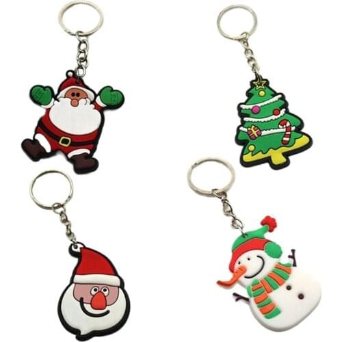 Rubber Christmas Keychain PVC Keychain Small Gifts Christmas Keychain Plastic Drop Three-dimensional Pendant