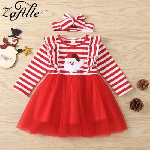 ZAFILLE Girl Christmas Dress Embroidery Santa Claus Princess Mesh New Year Dress Kids Toddler Christmas Costumes For Girls