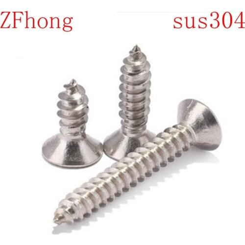 100pcs M3 M3.5 M4 304 Stainless Steel Countersunk Cross Head Self Tapping Screws
