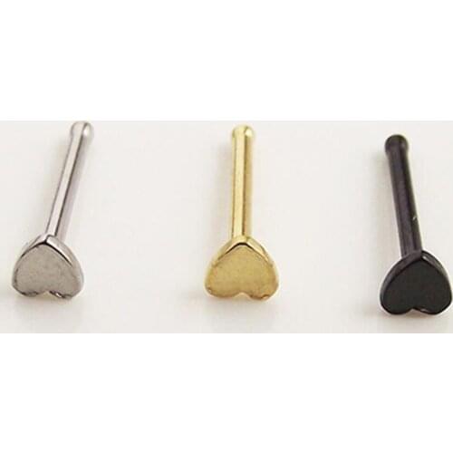 2Piece 0.8x7x3mm free shipping nostril Heart nose stud Rings Stars nose ring Tragus Helix Earring body piercing jewelry