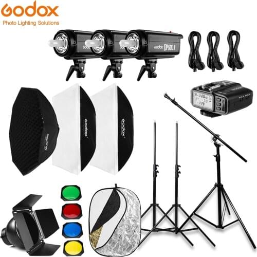 Free DHL 1800Ws Godox DP600 II 3x 600Ws Photo Studio Flash Lighting,Softbox,Light Stand, Studio Boom Arm Top Light Stand