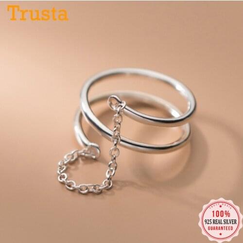TrustDavis Real 925 Sterling Silver Fashion Sweet 3 Layer Chiain Opening Ring For Women Wedding Party Fine S925 Jewelry DB128