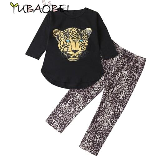 Spring Summer Girls Clothes T-Shirt+Pants Leopard Pattern Kids Clothes Girl Suit for Children Clothing Sets
