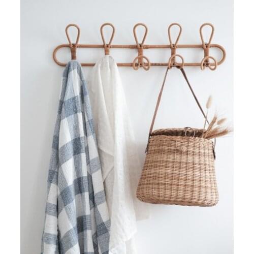 Ins Handmade Rattan Hanger Wall Hooks Clothes Hat Handbag Hanging Hook Crochet Cloth Holder Organizer Hangers for Home Decor