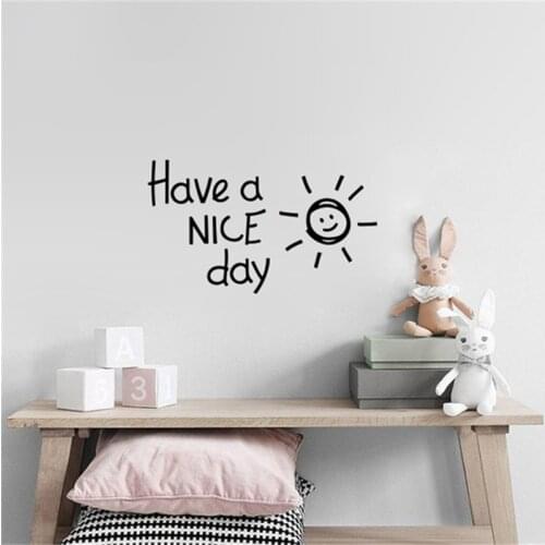 Have a NICE day Lovely sun vinyl Wall Sticker living room bedroom Home Decoration Decals Art English alphabet Stickers wallpaper